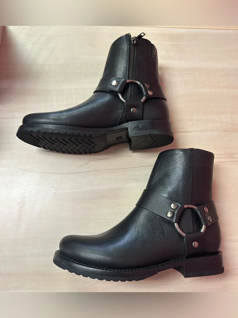 FRYE Black Harness Ankle Boots NIB